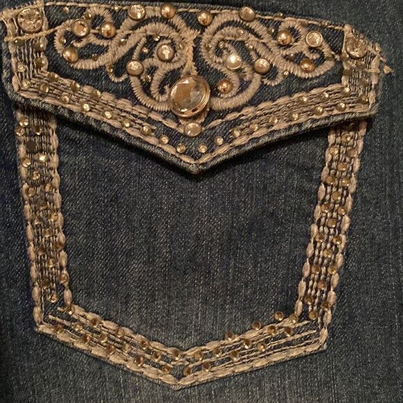 Earl Capris Size 4 Bling Pockets Cuffed Bottom Leg - Picture 6 of 12